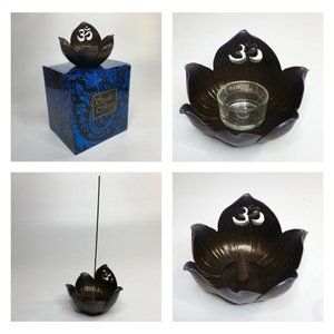 Lotus Incense Burner Votive Candle Holder Resin